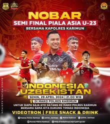 Polres Karimun Gelar Nobar Semifinal AFC U23 Indonesia Vs Uzbekistan, Dukung Garuda Muda