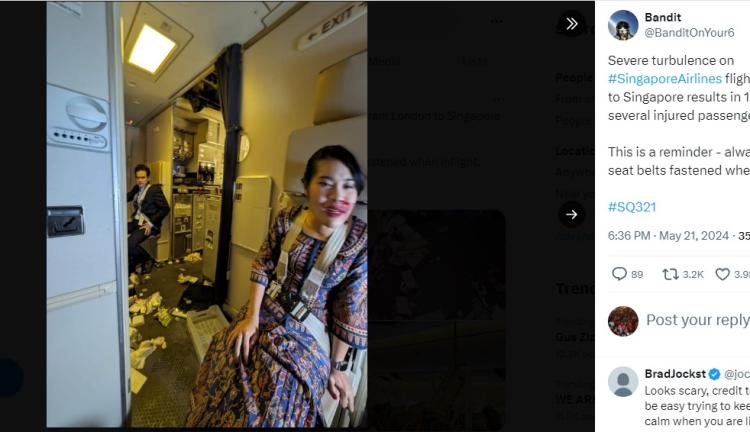 Detik-detik Pesawat Boeing 777 Singapura Airlines Alami Turbulensi, Satu Orang Tewas dan Puluhan Luka-Luka