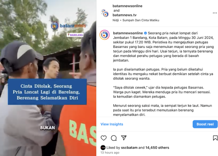 Aksi Bunuh Diri di Jembatan 1 Barelang Meningkat, Dua Pria Terjun dalam Sehari