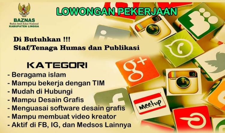 BAZNAS Lingga Buka Lowongan untuk Staff Humas dan Publikasi, Berikut Syaratnya
