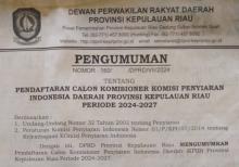 DPRD Kepri Buka Pendaftaran Calon Komisioner KPID untuk Periode 2024-2027