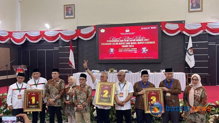 KPU Karimun Tetapkan Nomor Urut Pasangan Calon Bupati-Wakil Bupati, Iskandarsyah-Rocky Nomor 1