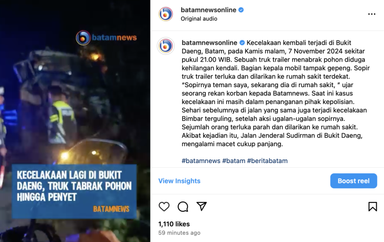 Sopir Truk Alami Luka Parah dalam Kecelakaan di Bukit Daeng, Dilarikan ke Rumah Sakit