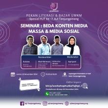 Seminar Beda Konten Media Massa dan Media Sosial Jadi Pembuka Pekan Literasi & Bazar UMKM HUT ke-7 AJI Tanjungpinang