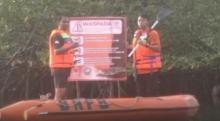 Waspada Buaya, BPBD Bintan Pasang Papan Peringatan di Kampung Nosari Kijang