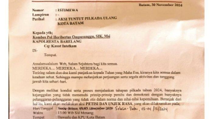 Pilkada Batam Dianggap Bermasalah, Ratusan Massa Akan Kepung Kantor KPU dan Bawaslu
