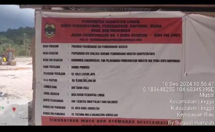 Proyek Pembangunan Rumah Produksi Sagu Senilai Rp4,6 Miliar di Lingga Molor, LSM dan Paralegal Soroti Dugaan Masalah