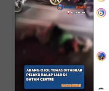 Pengemudi Ojol Tewas Diduga Ditabrak Pelaku Balap Liar di Batam, Netizen Soroti Penertiban