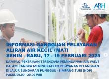 Air Batam Hilir Lakukan Pemindahan Air Valve 17-19 Februari 2025, Warga Diimbau Siapkan Cadangan Air