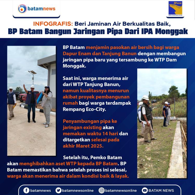 INFOGRAFIS: Beri Jaminan Air Berkualitas Baik, BP Batam Bangun Jaringan Pipa Dari IPA Monggak