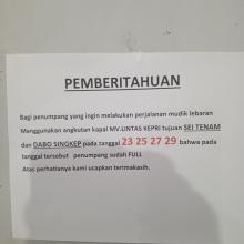 Ratusan Orang Terancam Gagal Mudik, Tiket Kapal Batam dan Tanjungpinang ke Kabupaten Lingga Ludes Sejak H-4 Lebaran