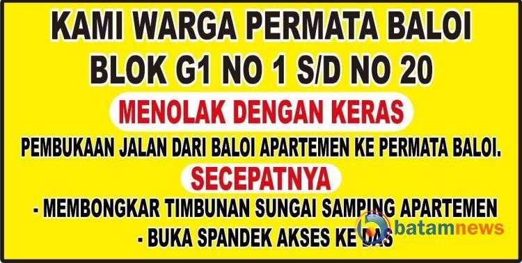 Spanduk Protes Warga Permata Baloi Hilang Misterius, Warga Siap Pasang Lagi di Lokasi Lebih Mencolok