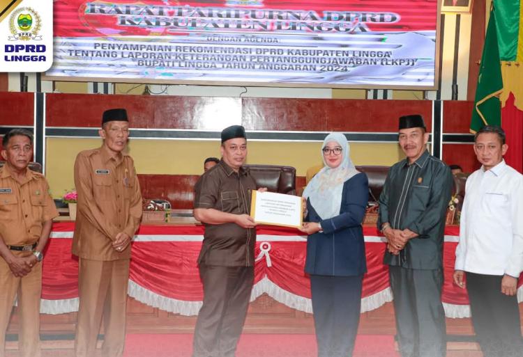 DPRD Lingga Sampaikan Rekomendasi atas LKP Bupati TA 2024 dalam Rapat Paripurna