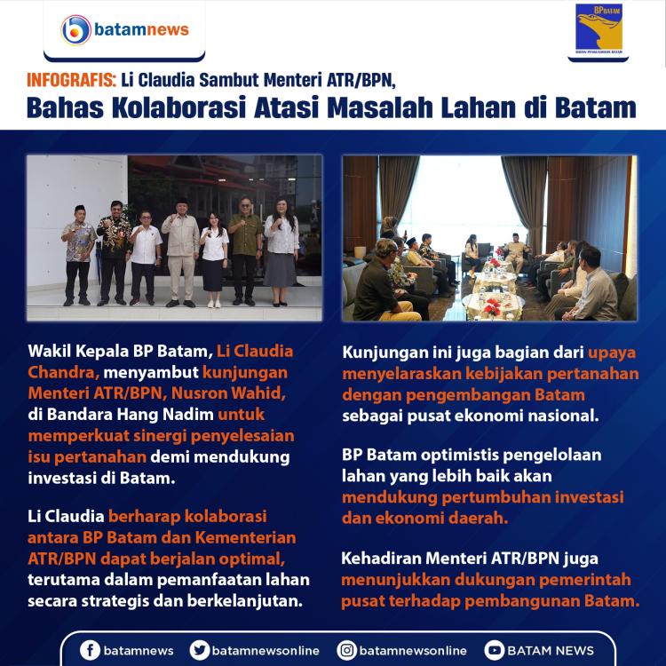 INFOGRAFIS: Li Claudia Sambut Menteri ATR/BPN, Bahas Kolaborasi Atasi Masalah Lahan di Batam