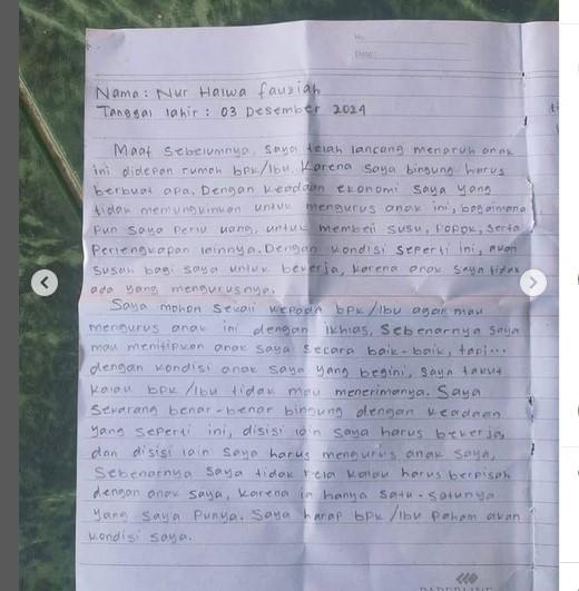 VIRAL! Bayi 6 Bulan Ditinggalkan Ibu dengan Surat Haru di Karimun, Alasannya Bikin Sedih