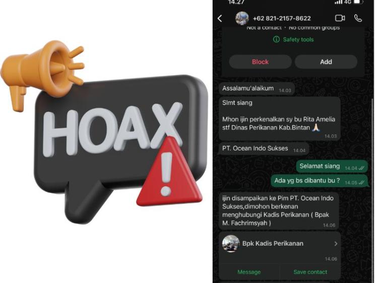 Hoaks! Penipuan Berkedok Dinas Perikanan Bintan Menyebar di WhatsApp