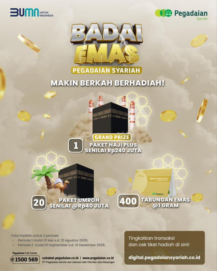 Pegadaian Luncurkan Program Badai Emas 2025, Hadiahkan Emas hingga Paket Haji