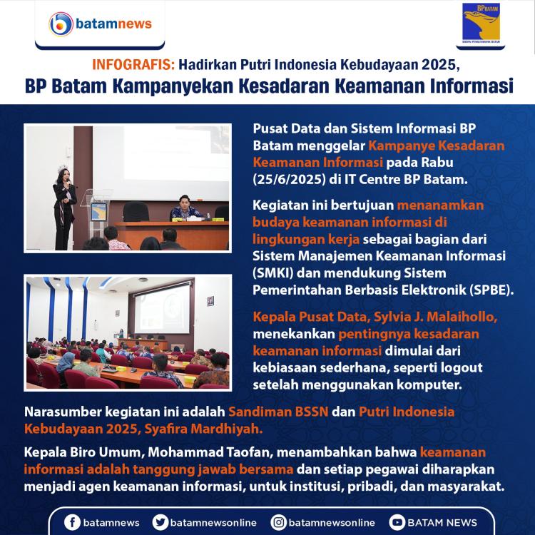 INFOGRAFIS: Hadirkan Putri Indonesia Kebudayaan 2025, BP Batam Kampanyekan Kesadaran Keamanan Informasi 
