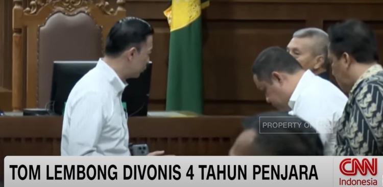 Breaking News! Gagal Bebas, Tom Lembong Harus Mendekam 4,5 Tahun di Penjara