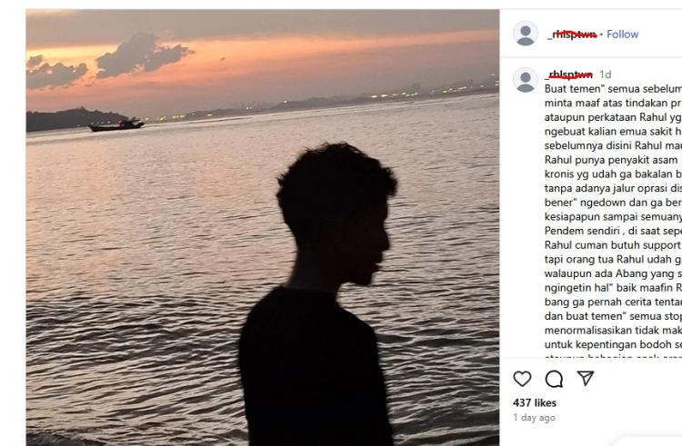 Ini Isi Postingan Instagram Terakhir Rahul Sebelum Loncat dari Jembatan Barelang - Ada Pesan Menyentuh soal Mental!