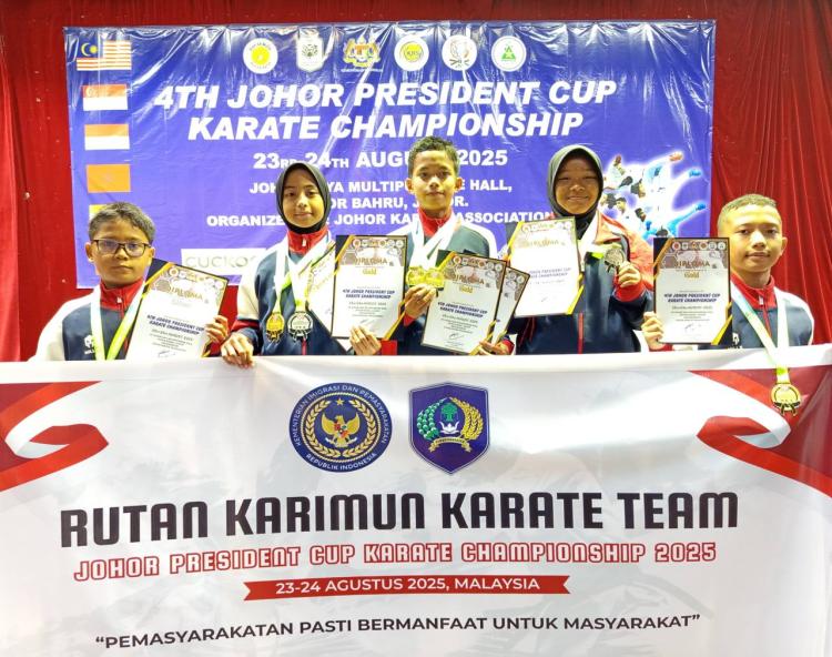 Atlet Karate Binaan Rutan Karimun Raih 4 Emas di Johor President Cup 2025 Malaysia