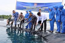 HUT TNI AL ke-80, LANAL Bintan Bangun Tambak Udang Vaname untuk Kemandirian Pangan