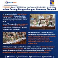 INFOGRRAFIS: Komisi VI DPR RI Setujui Pagu Anggaran BP Batam 2026 Rp 2,44 Triliun untuk Dorong Pengembangan Kawasan Ekonomi