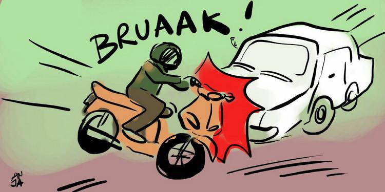 Mahasiswa Universitas Awal Bros Terlindas Mobil di Simpang Tiban Center Batam, Alami Luka Serius