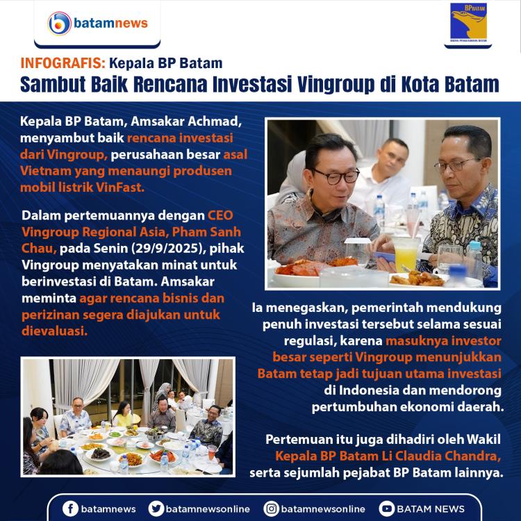 INFOGRAFIS: Kepala BP Batam Sambut Baik Rencana Investasi Vingroup di Kota Batam