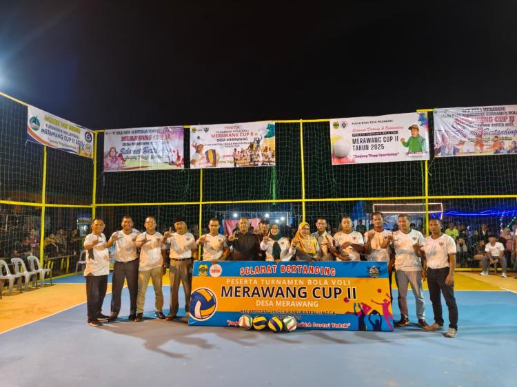 Ketua DPRD Lingga Buka Turnamen Bola Voli Merawang Cup II di Desa Merawang