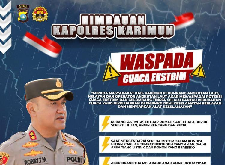 BMKG Warning Gelombang Tinggi, Kapolres Karimun Imbau Nelayan dan Operator Kapal Waspada