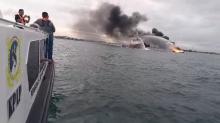 Nahkoda Hilang, Kapal Motor Tak Bernama Terbakar dan Tenggelam di Selat Riau