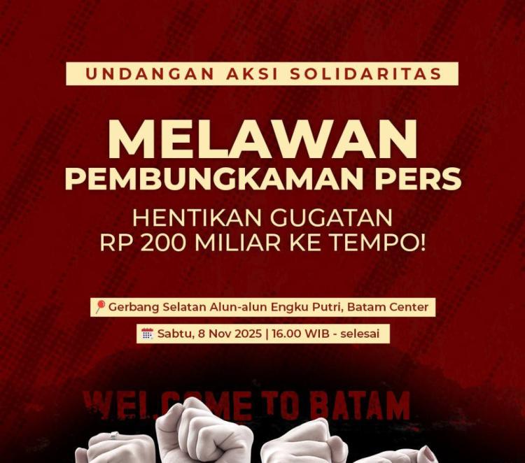 Jurnalis Batam Gelar Aksi Tolak Gugatan Rp200 Miliar Menteri Amran ke Tempo