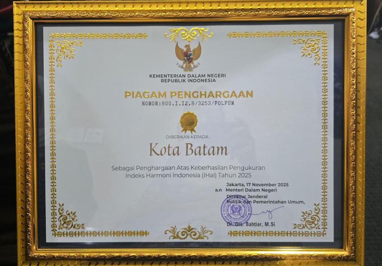 Batam: Kota Paling Harmonis se-Kepri, Raih Peringkat 10 Besar Nasional