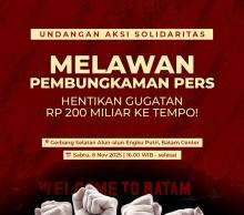 Jurnalis Batam Gelar Aksi Tolak Gugatan Rp200 Miliar Menteri Amran ke Tempo
