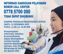 Penting! Call Center Air Batam Hilir Alami Gangguan Sementara Akibat Maintenance Server