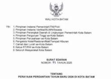 Surat Edaran Wali Kota Batam: Dilarang Menyalakan Kembang Api Sambut 2026