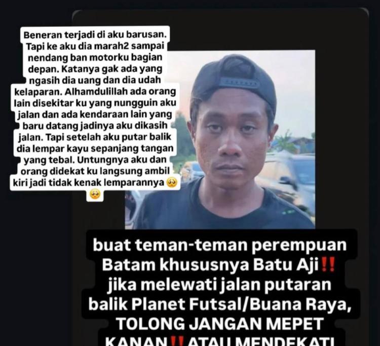 Pria Resahkan Pengguna Jalan di Batu Aji Batam Diamankan Polisi, Sempat Lempar Kayu dan Lecehkan Pengendara
