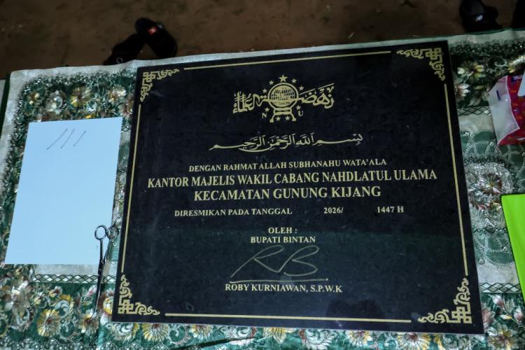 Satu-satunya di Bintan, Bupati Roby resmikan Kantor Permanen MWC NU Gunung Kijang