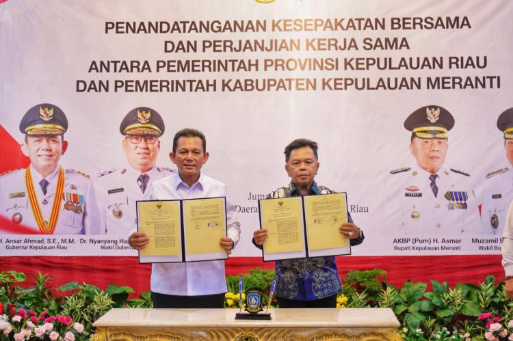 Gubernur Ansar dan Bupati Asmar Resmi Teken Kerja Sama Pemprov Kepri dengan Kabupaten Kepulauan Meranti