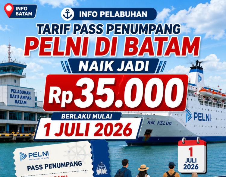 Tarif Pass Penumpang Pelni di Batam Naik Jadi Rp35.000 Mulai 1 Juli 2026