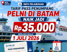 Tarif Pass Penumpang Pelni di Batam Naik Jadi Rp35.000 Mulai 1 Juli 2026