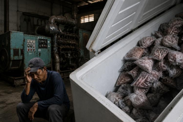Mesin PLN di Mensanak Lingga Kembali Rusak, Nelayan Cemas Hasil Tangkapan Terancam Busuk