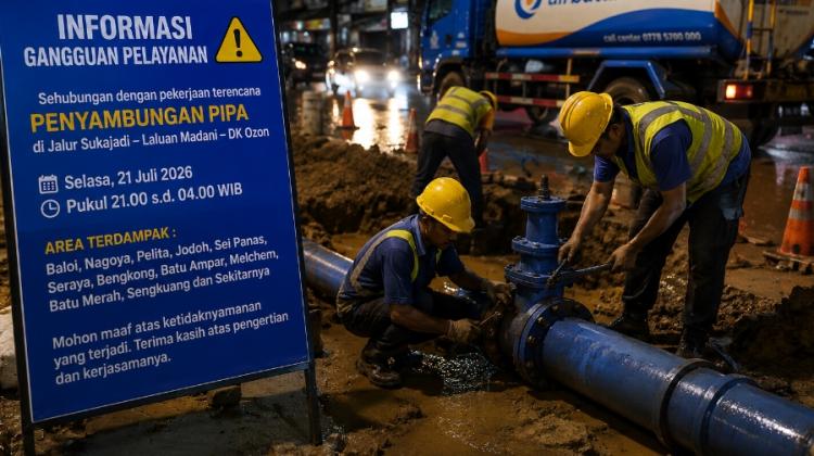 Ada Gangguan Distribusi Air Malam Ini, Belasan Wilayah di Batam Terdampak