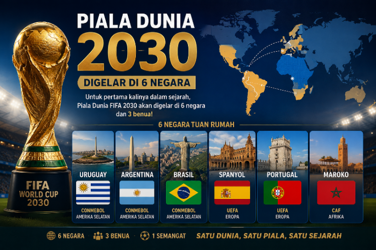 Piala Dunia 2030 di 6 Negara 3 Benua: Spanyol Juara 2026, Giliran Sejarah Baru Dimulai